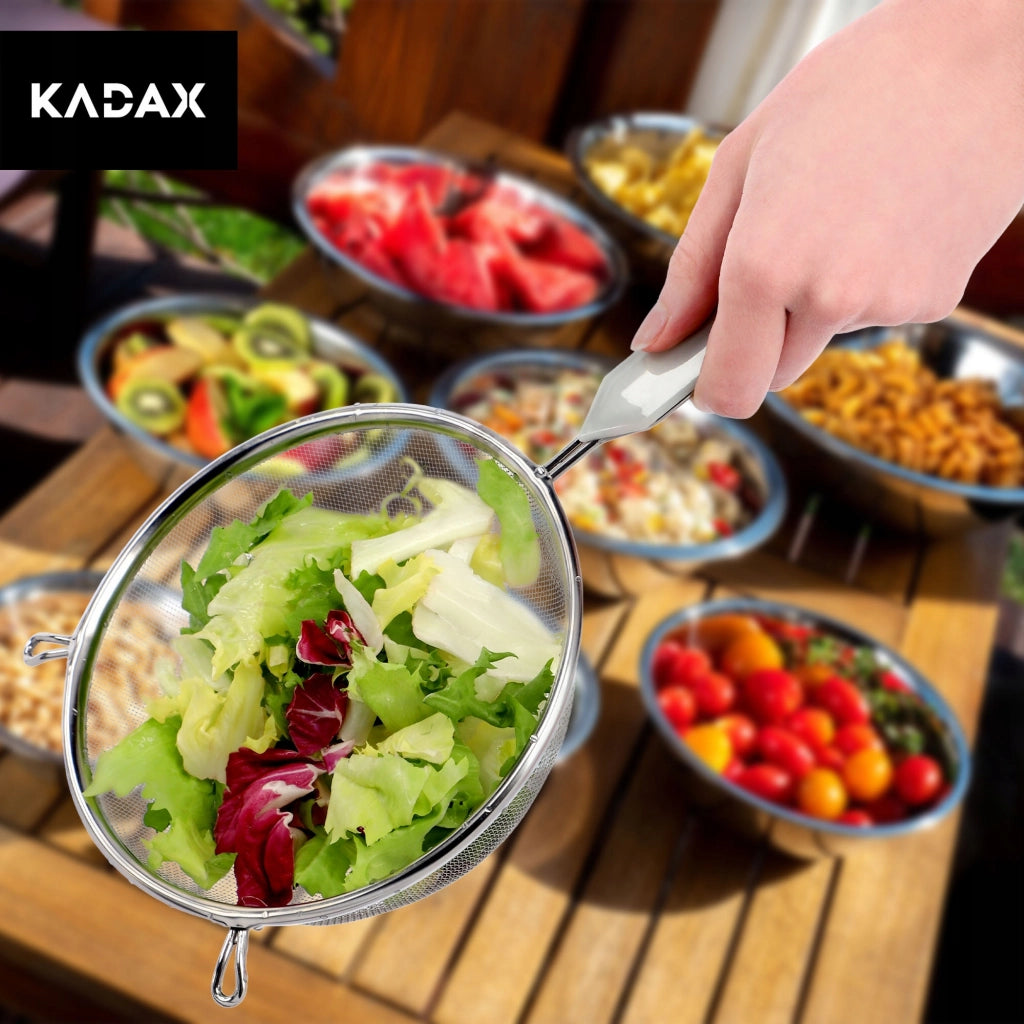 Colino da cucina KADAX con manico in acciaio per setacciare la farina, denso, 12 cm