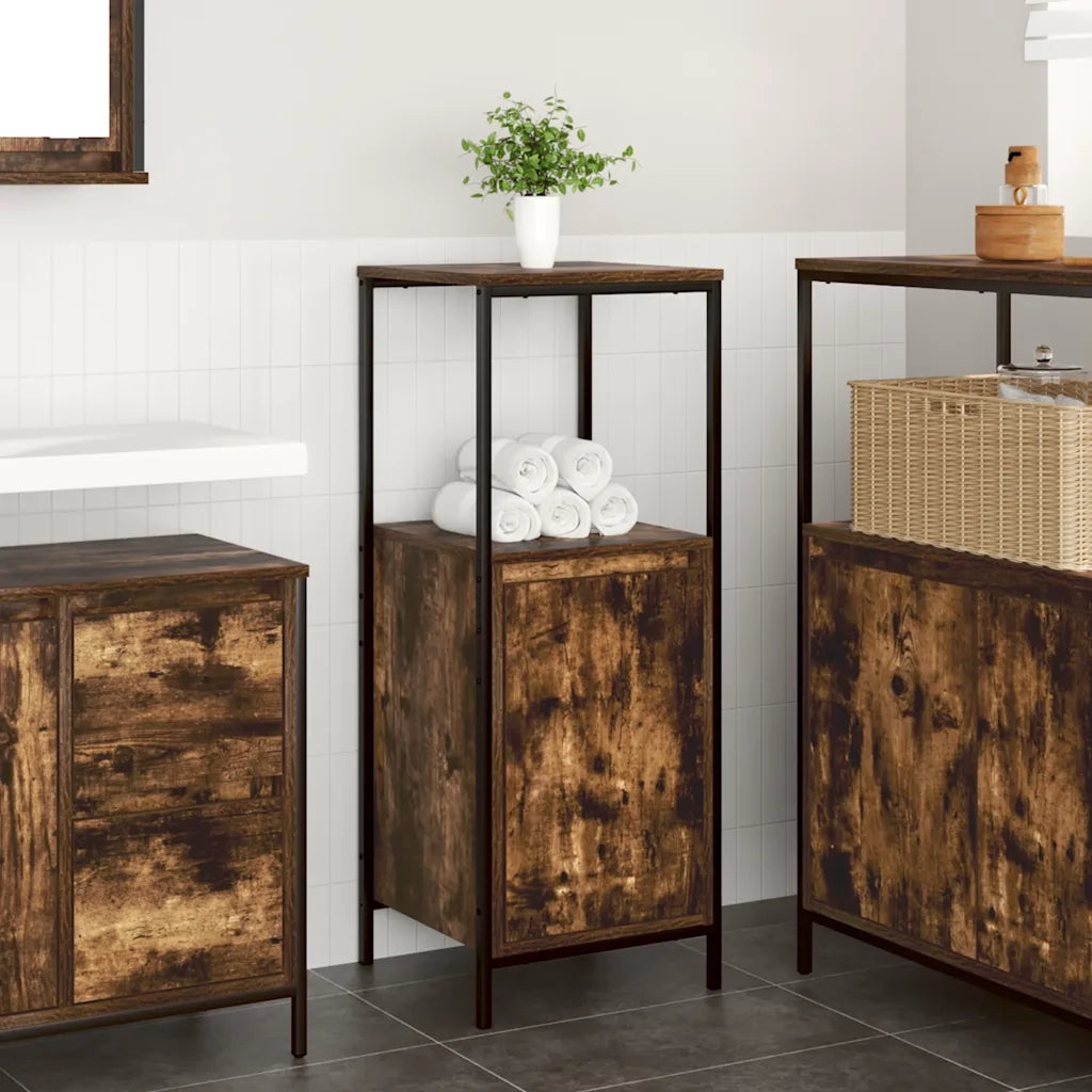 Mobile da Bagno con Ripiani Rovere Fumo 36x35x95 cm 861914
