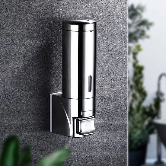 Dispensatore di sapone da parete 300ML - Senza forare / Attacco alla parete - Senza perforazione - Manuale - In acciaio inossidabile - Per shampoo, doccia, cucina e bagno