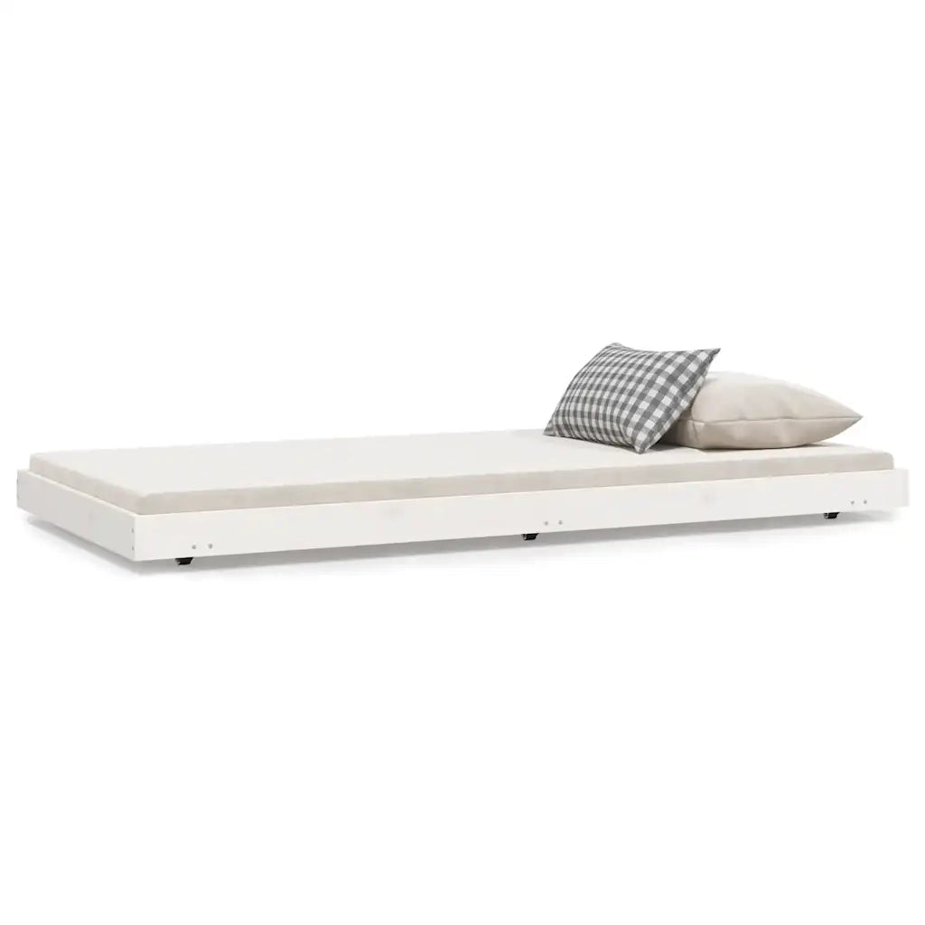 Letto senza Materasso-Struttura Letto Bianco 90x190 cm in Legno Massello Pino 684262