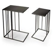 SET 2 TAVOLINI QUADRATI MODERNI IN METALLO H55/H48 CM COLORE NERO