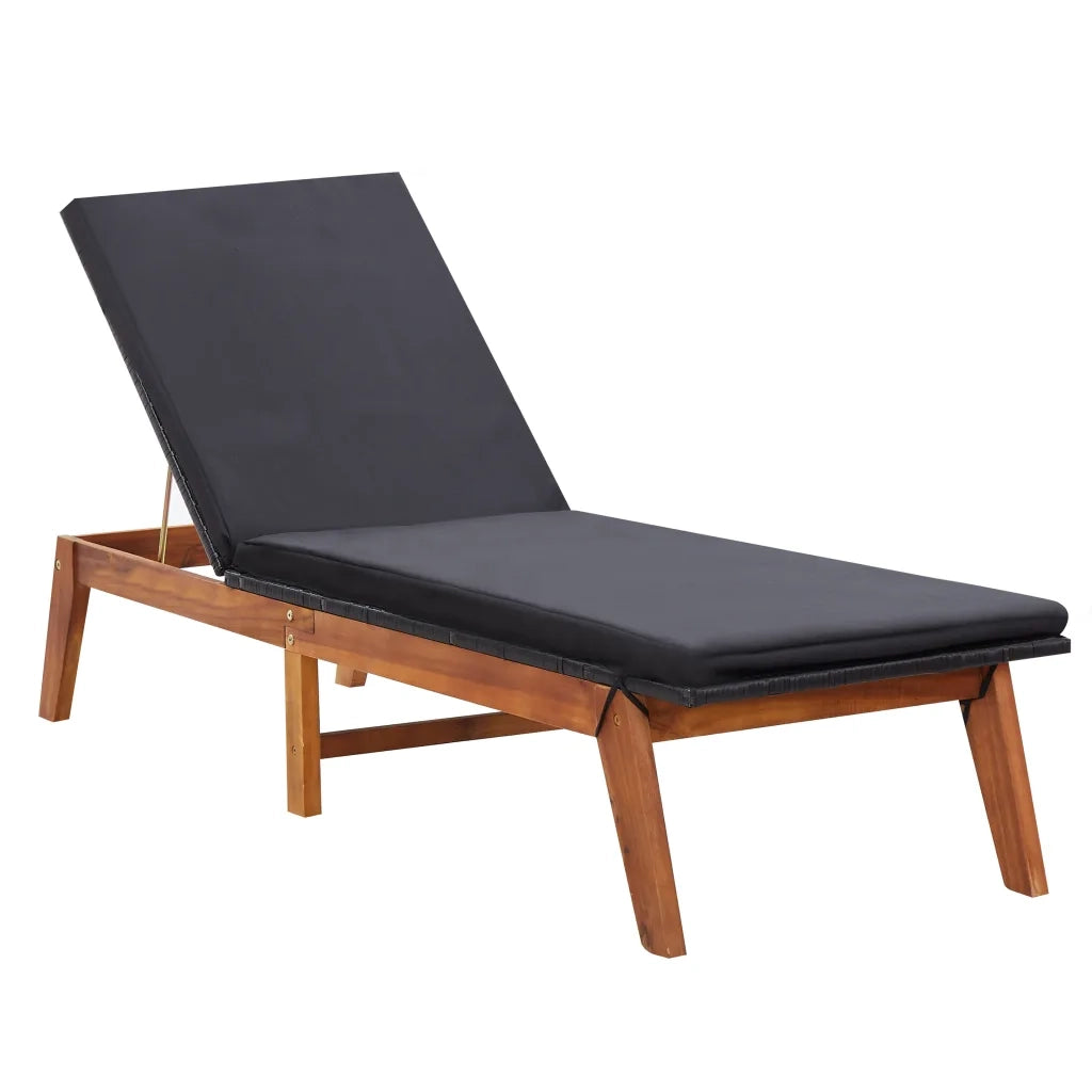 Sdraio con Cuscino in Polyrattan e Legno Massello di Acacia cod mxl 8207