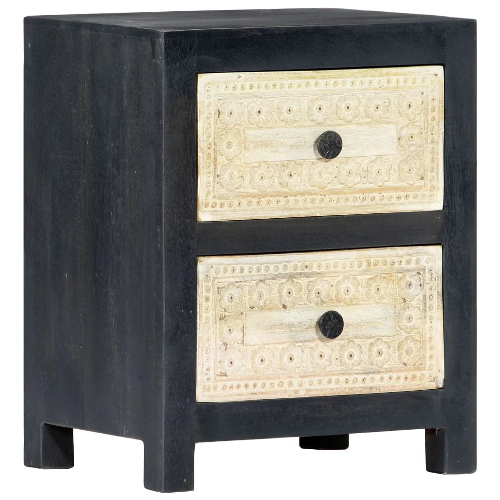 Comodino/cassettiera/armadio/mobile per camera da letto in legno di mango grigio intagliato a mano 40x30x50 cm 1402036