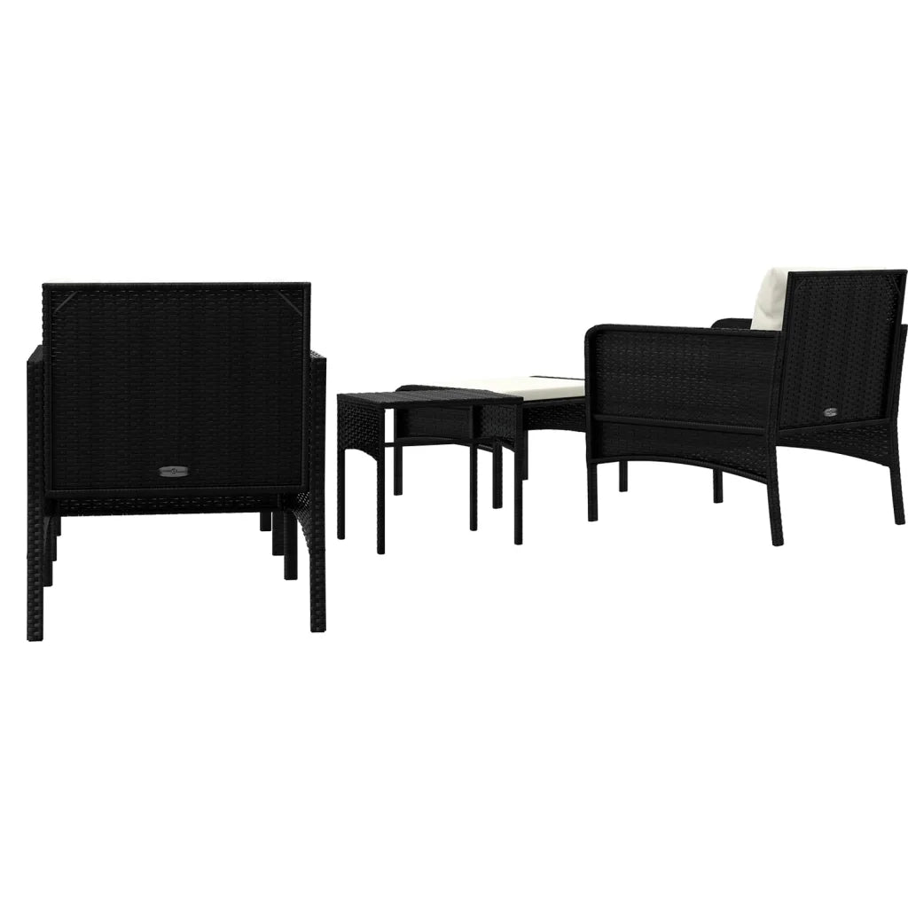 Set Divani da Giardino 5 pz | Set Salotto da Giardino con Cuscini Nero in Polyrattan