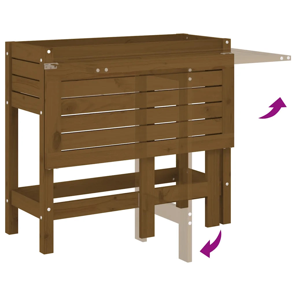 Fioriera da Giardino Piano Pieghevole Ambra Legno Massello Pino 825124