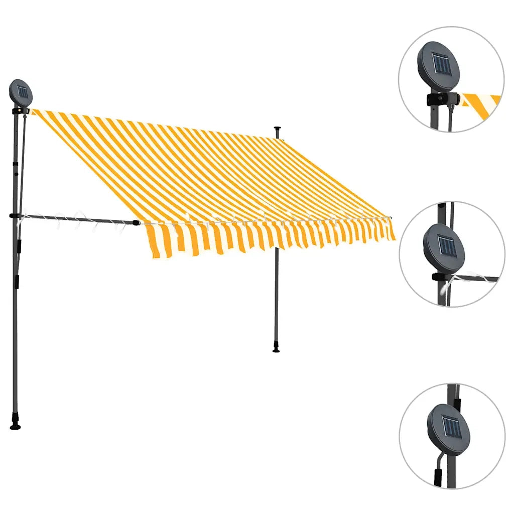 Tenda da Sole Retrattile Manuale LED 300 cm Bianco e Arancione cod mxl 18866