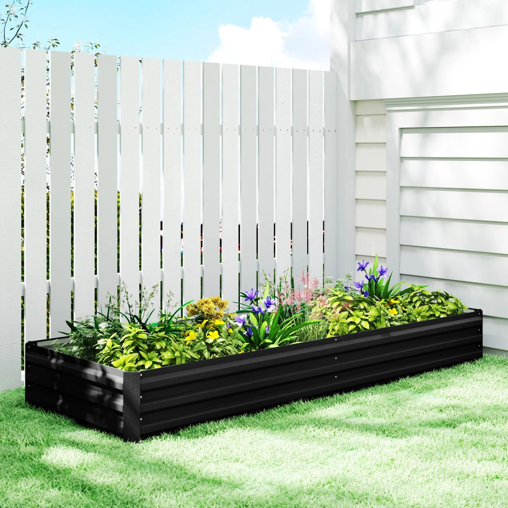 Vaschetta da giardino rettangolare ¨C zephmum ¨C nero acciaio ondulato 241x90.5x30 cm