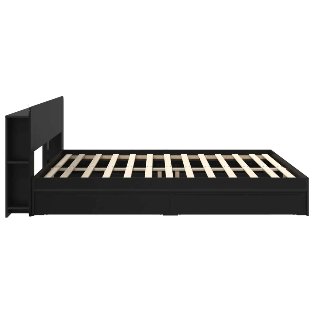 Telaio del letto con storage con cassetto Nero 200 x 200 cm 3433605