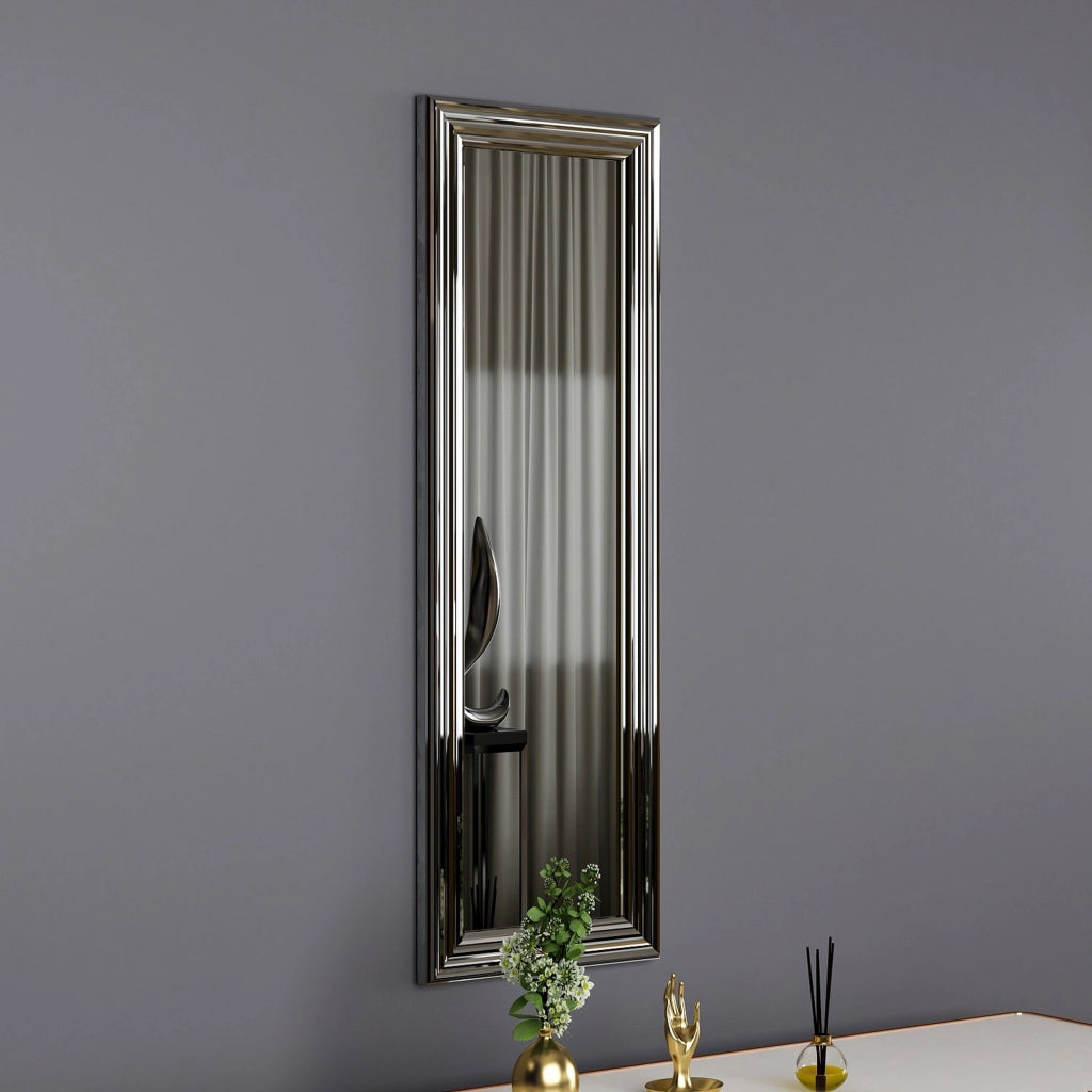 Croviana, Specchio Forma Rettangolare, 30x90h cm Argento