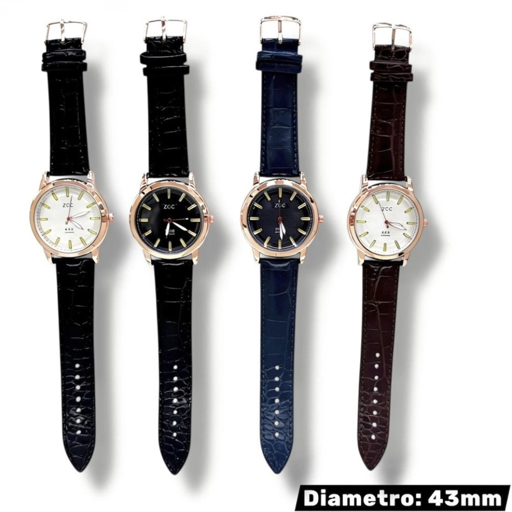 Trade Shop - Orologio Elegante 43 Mm Impermeabile Con Cinturino Effetto Pelle E Design Classico -