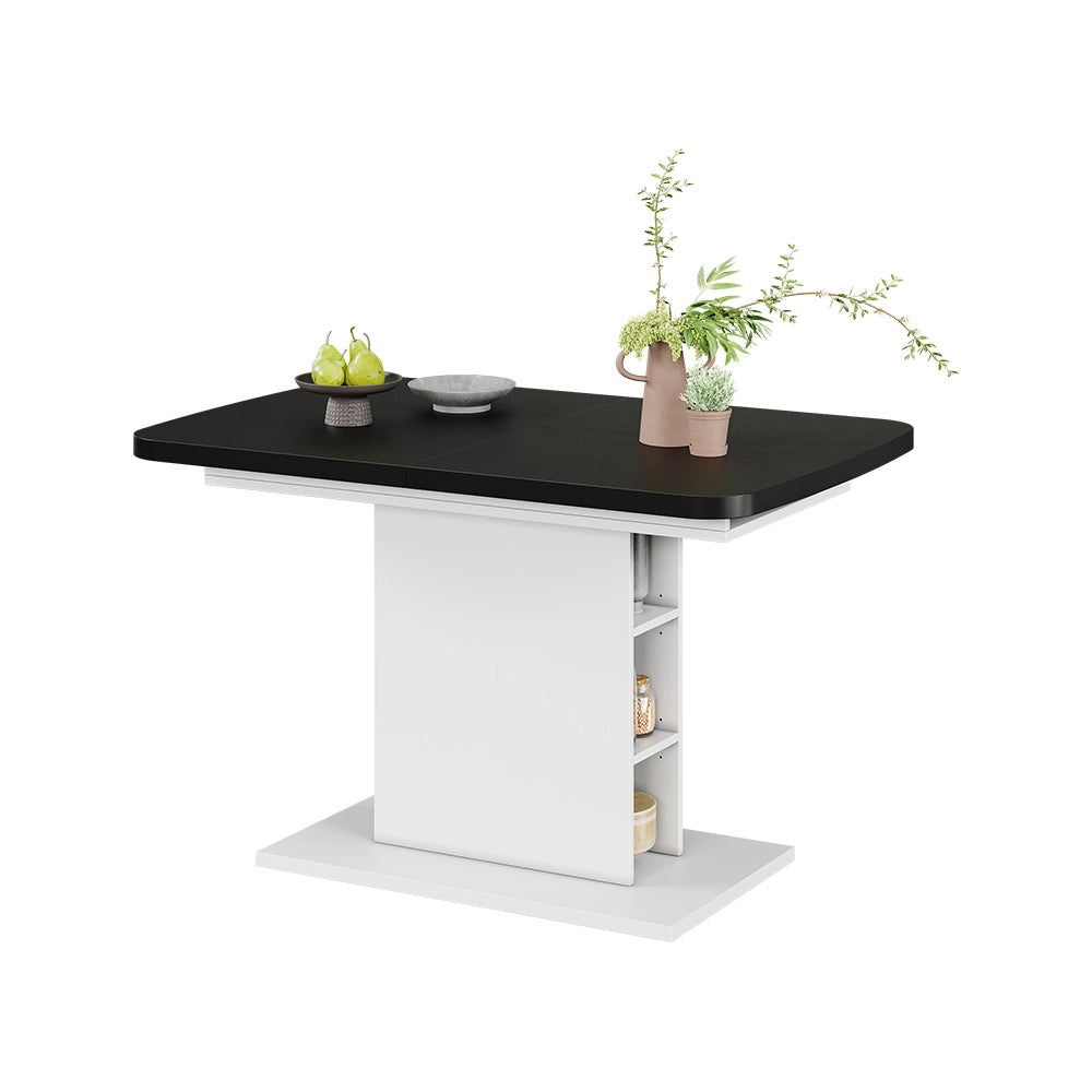 Vicco Tavolo da pranzo Estensibile Nero/bianco 120/160 x 80 cm con scomparti aperti