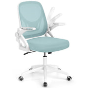 Sedia da scrivania ergonomica in rete con supporto lombare e braccioli ribaltabili, Sedia da lavoro girevole Blu-Sedie da ufficio