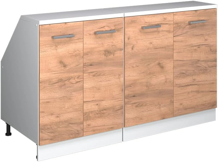 Set di mobili sottotetto Rion, Quercia dorata, 140 cm Set di 2 carcasse armadio profondità 60 cm, adatto per il salvaspazio sotto tetti spioventi