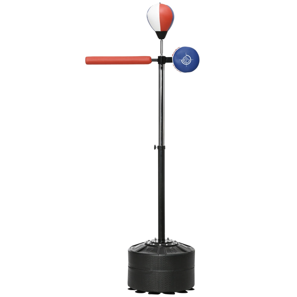 Sacco Boxe da Terra 80.5x48x163-205 cm con Barra Girevole Speedball e Colpitore in Acciaio HDPE e PU Multicolore