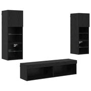 Unit¨¤ TV da Parete 6 pz | Armadietto TV | Mobile Porta TV Rovere Nero Legno multistrato