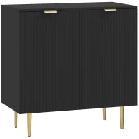 Credenza da cucina con 2 ante, ripiano regolabile e piedi metallici rialzati 80 x 40 x 80 cm Nero