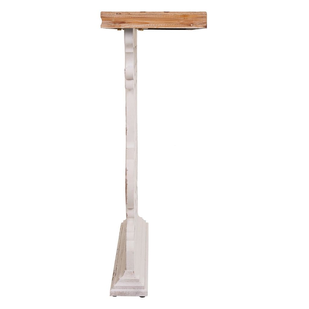 Mobile da ingresso in legno intagliato bianco 81x30x82h