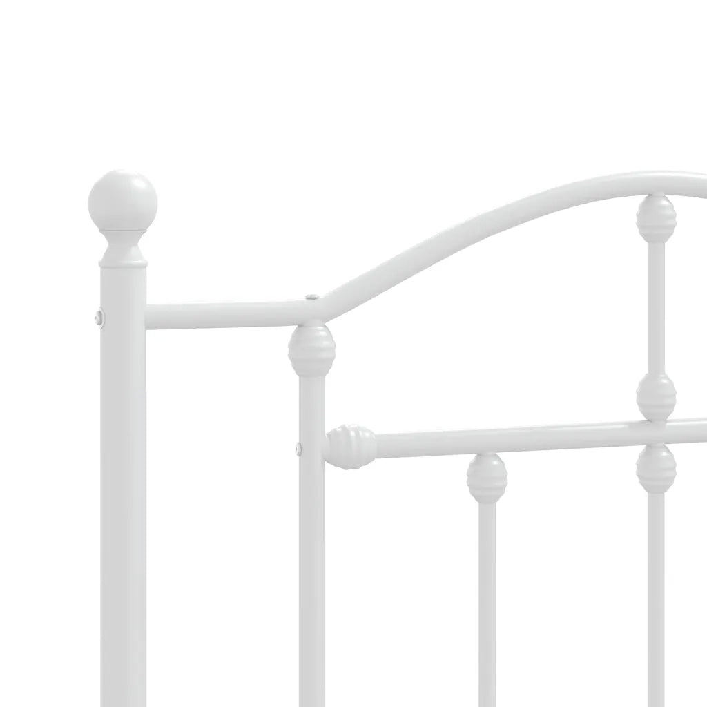 Letto singolo | Letto per adulti | Giroletto con Testiera Metallo Bianco 90x200 cm