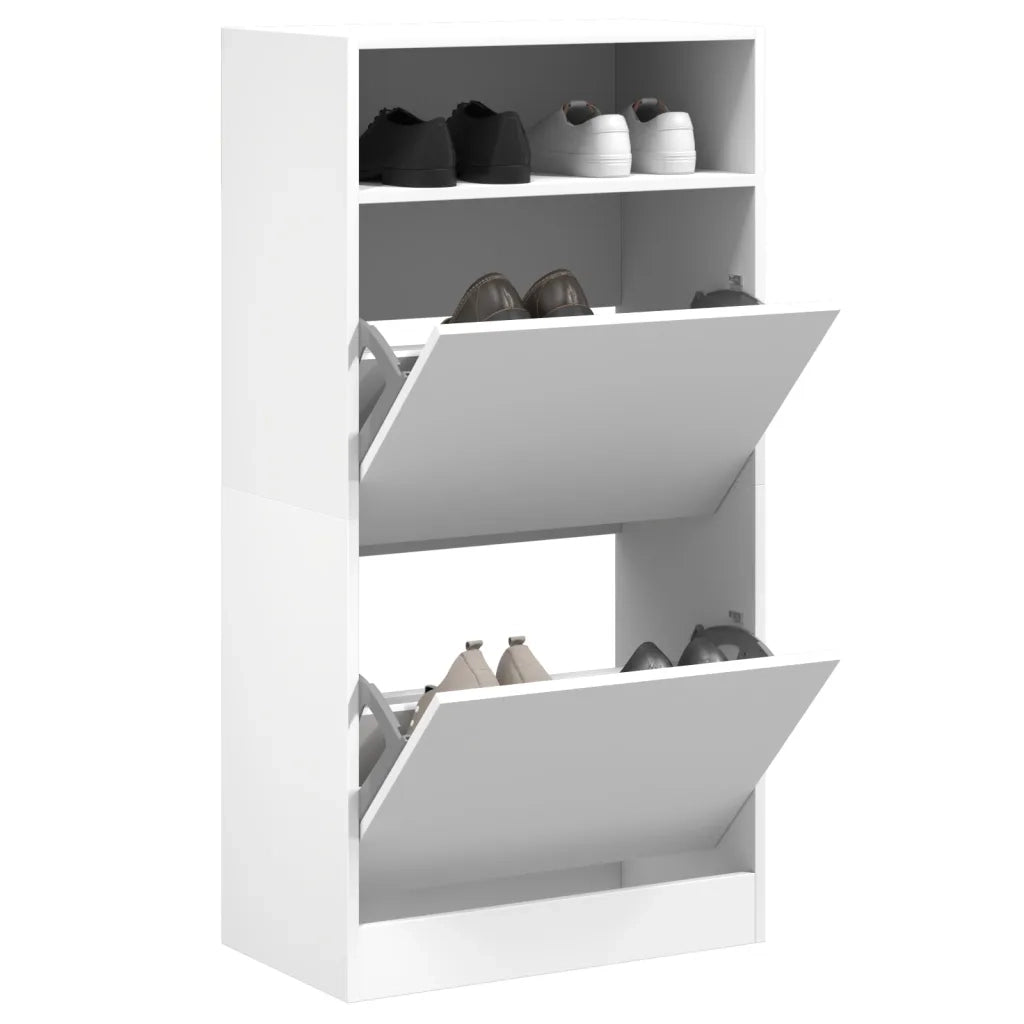 Scarpiera-Scaffale per scarpe Bianca 60x34x116 cm in Legno Multistrato