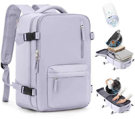 Borsa a vuoto per viaggiatore donna, zaino a vuoto con sistema di vuoto per viaggi, borsa a vuoto per viaggi con pompa impermeabile per uomini