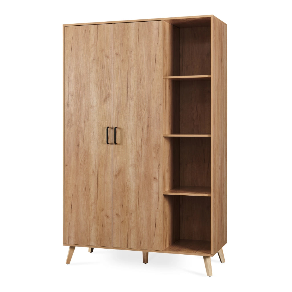 Armadio Guardaroba Norg con 2 Ante e 8 Scomparti 191x120x52 cm - Effetto Rovere [en.casa]