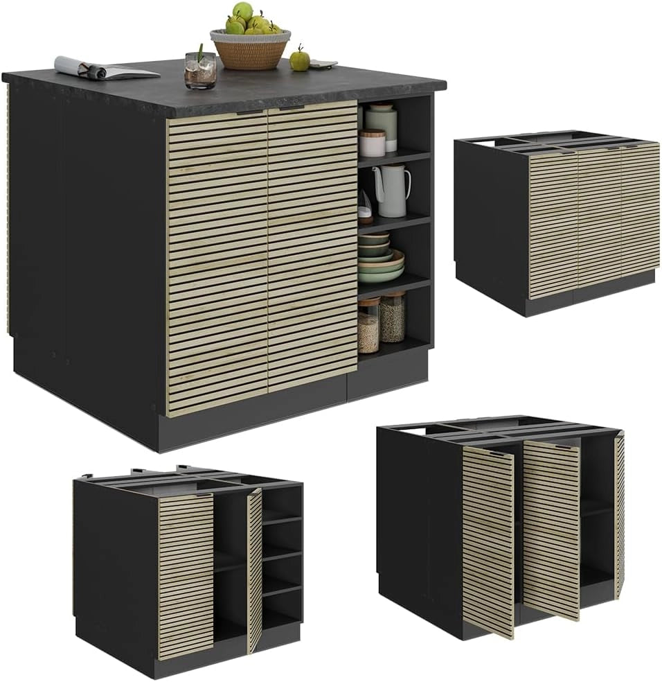 Isola cucina Fame-Line, Pannello in quercia, 90 cm senza piano di lavoro