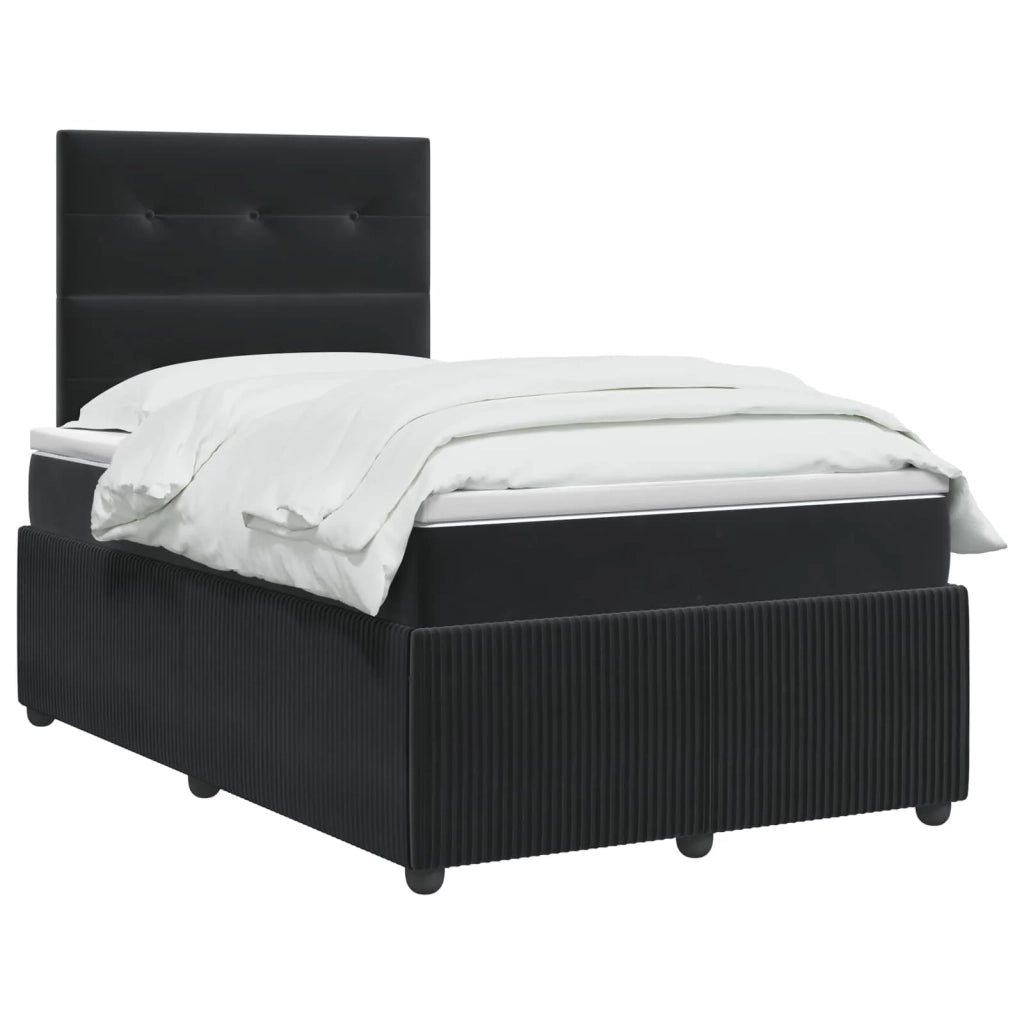 Letto Box Spring LED con Materasso Nero 120 x 200 cm Velluto 3456049