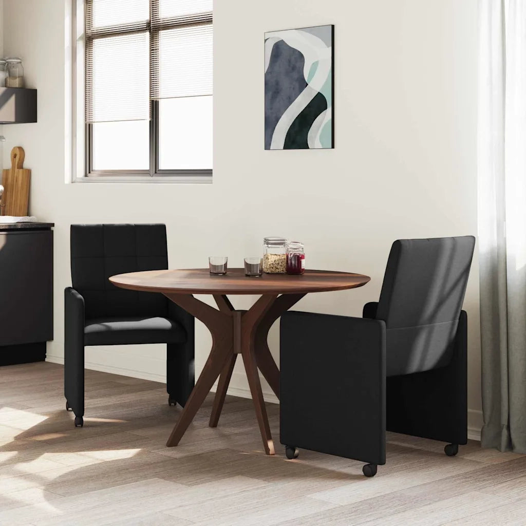 Sedie da Pranzo con Ruote 2 pcs Nero 58 x 65 x 94 cm Tessuto 42017831