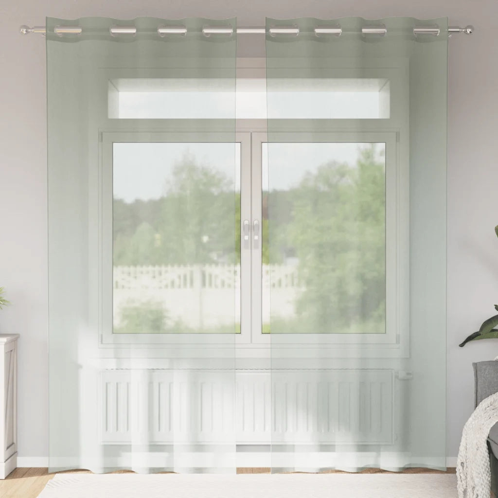 Tende in Voile con Occhielli 2 pz Grigio Chiaro 140x225 cm 4102109