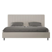 Letto Matrimoniale King Size 180x200 cm con Rete Imbottito in Similpelle Agueda Tortora