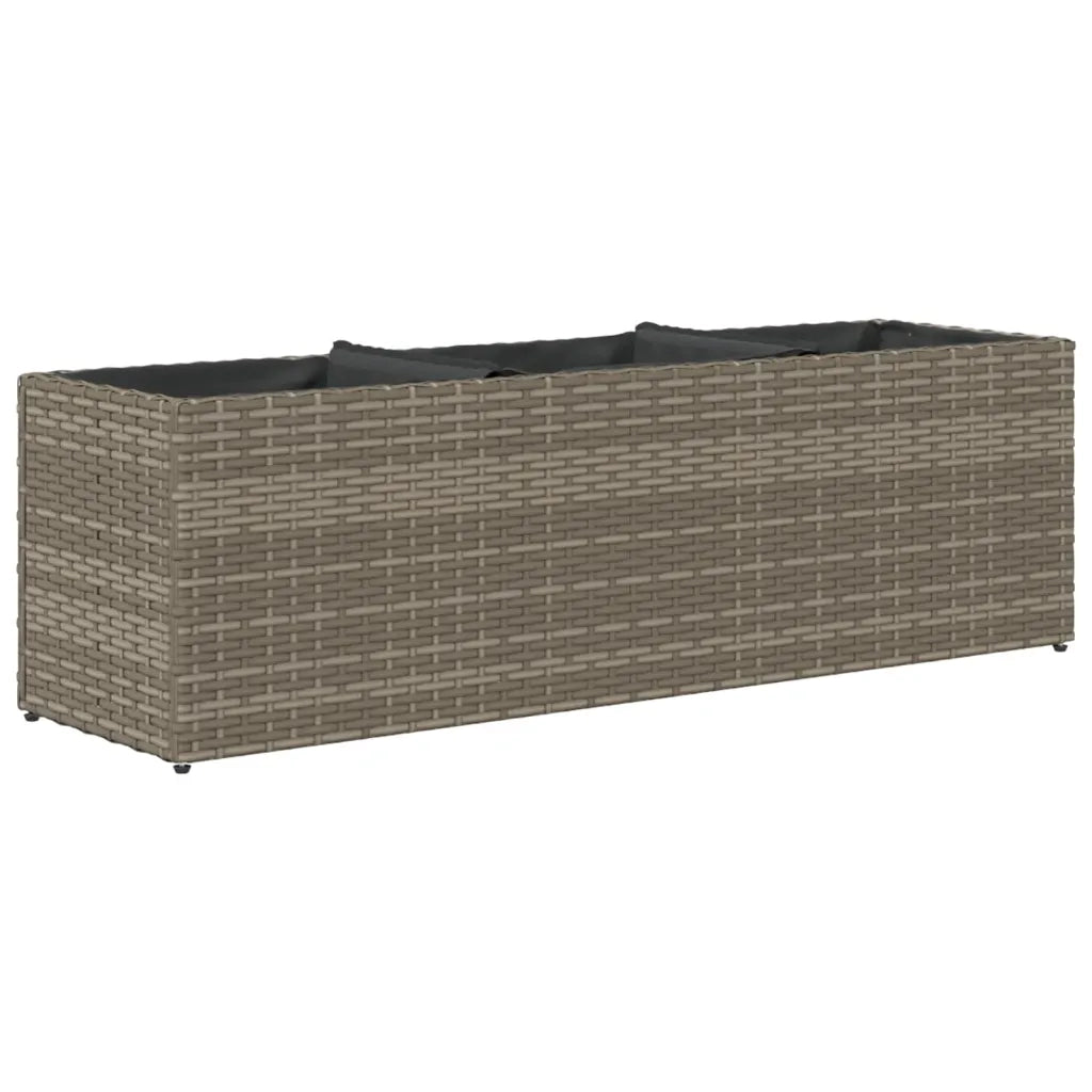 vidaXL Fioriera da Giardino con 3 Vasi Grigia 105x30x32 cm Polyrattan