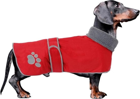 Giacca per Cani con Rivestimento di Flanella Calda, Impermeabile e Cinture Regolabili per Cani Piccoli, Mediapiccoli e Grandi - Rosso - Ideale per Giornate Freddi e Attività all'Aperto