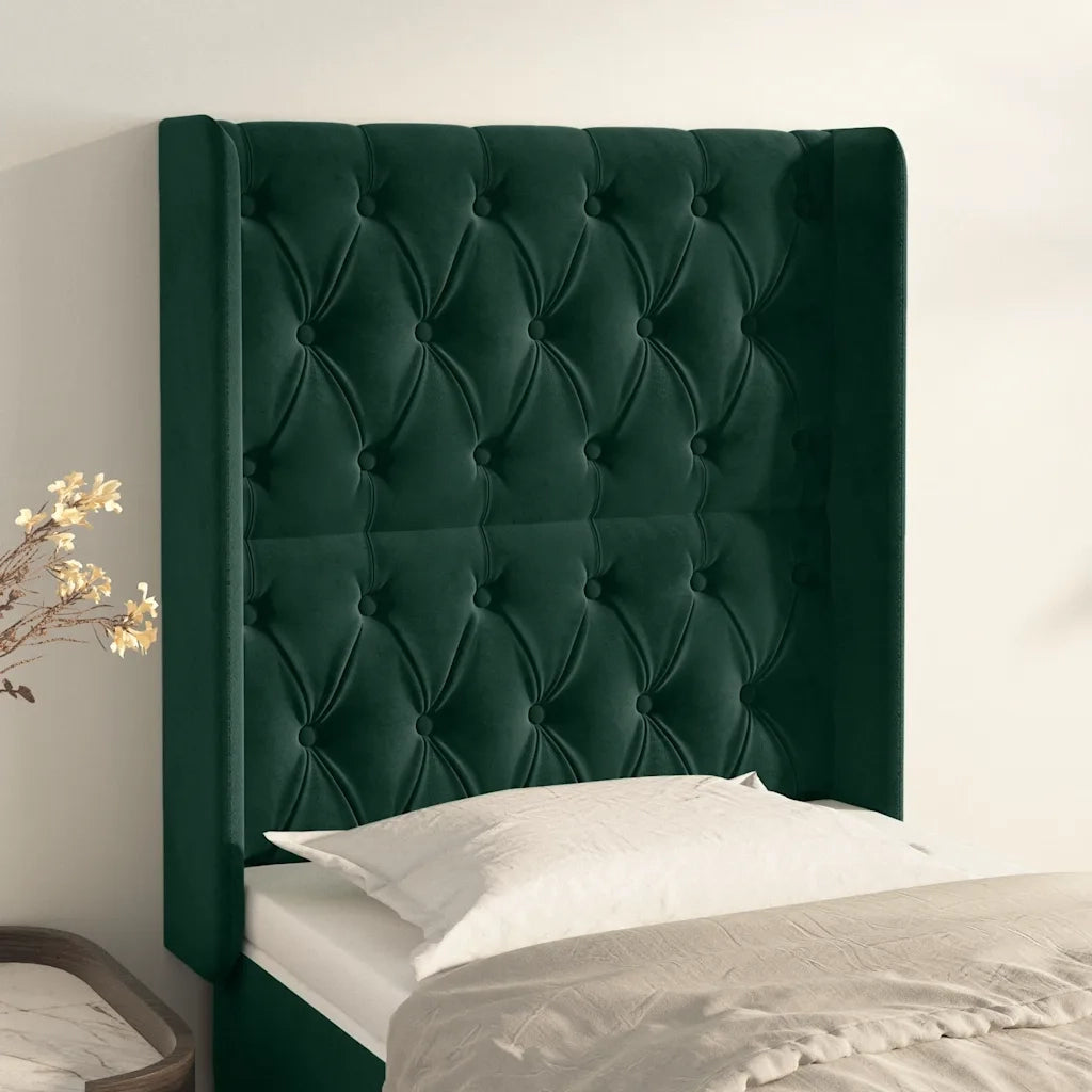 Testiera | Testata ad Orecchio Verde Scuro 83x16x118/128 cm in Velluto