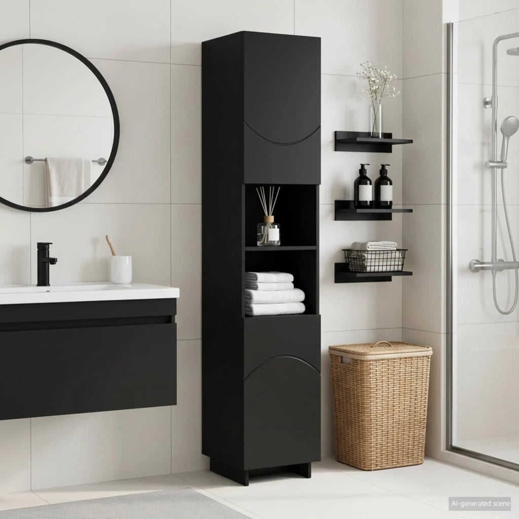 Mobile da bagno Nero 36.5 x 38 x 180 cm Legno ingegnerizzato 8011595