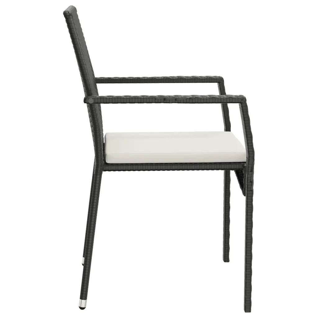 Sedie da Giardino con Cuscini 4 pz | Sedie da Esterno in Polyrattan Nere