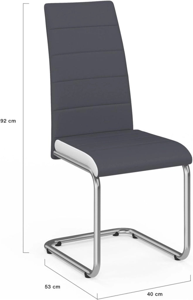 Set di 4 sedie da pranzo grigie con fascia bianca per la sala da pranzo MIA