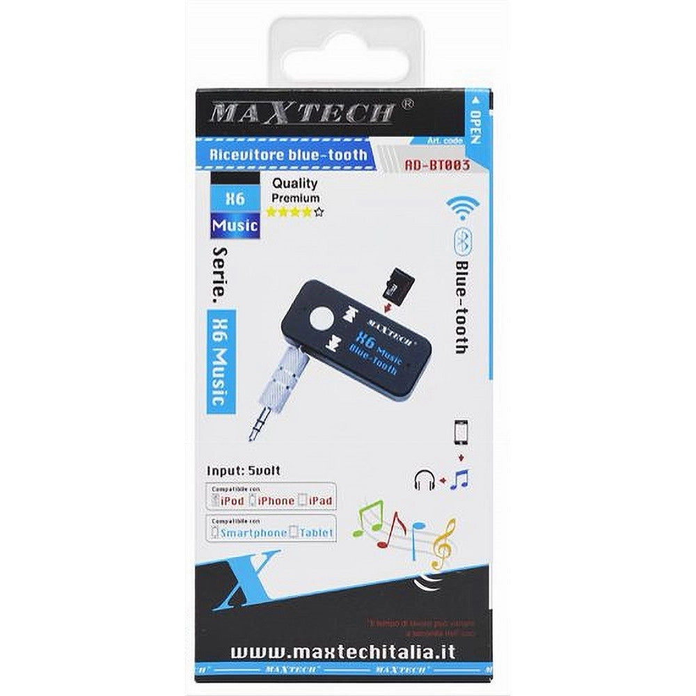 Trade Shop - Ricevitore Bluetooth Adattatore Audio Portatile Microfono Incorporato Maxtech Ad-bt003 -