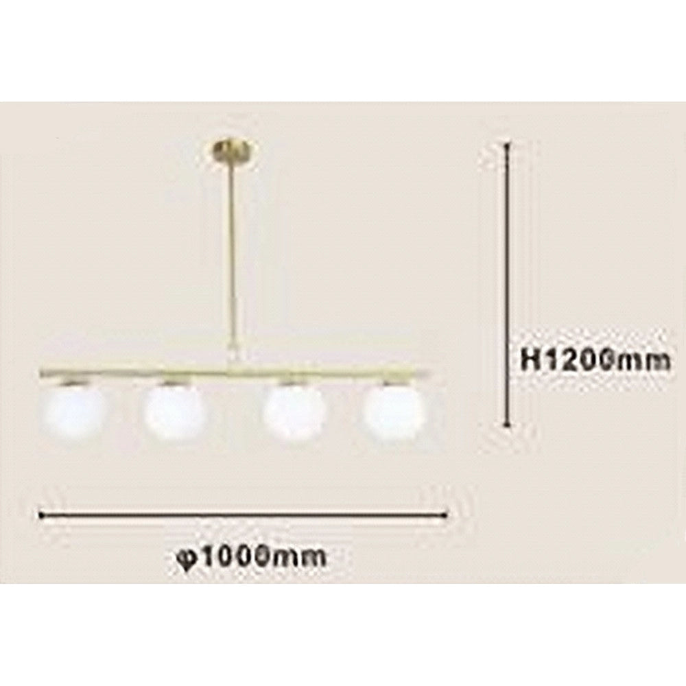 Trade Shop - Lampadario A Sospensione Oro Con 4 Sfere Bolle Bianche In Vetro Attacco G9 33917 -