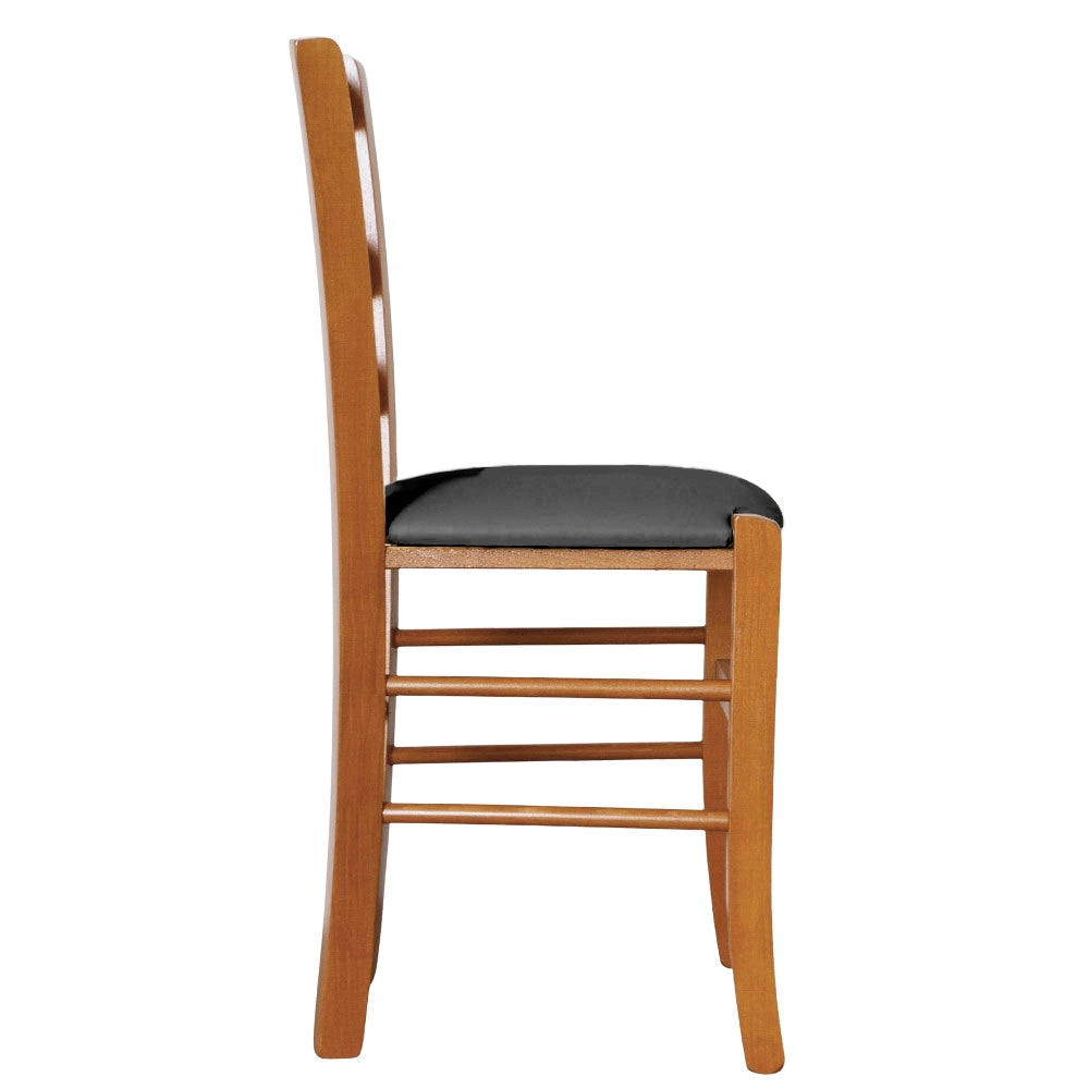 Sedia legno venezia ciliegio con seduta similpelle imbottita grigio antracite