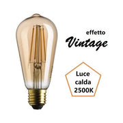 LAMPADINA EDISON A LED 7W LUCE CALDA 2500K 725 LUMEN E27 VETRO AMBRATO BOT