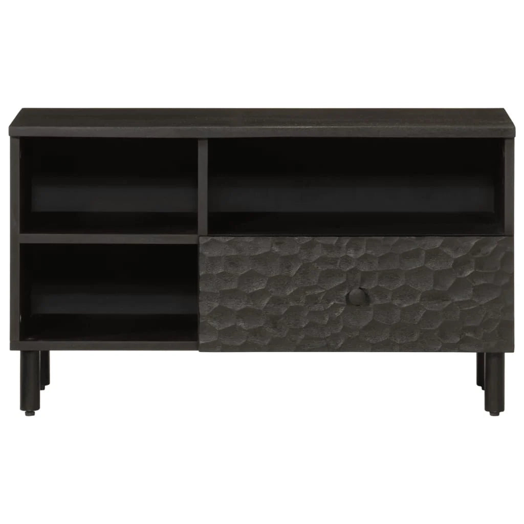 Mobile TV multimediale mensola TV credenza TV sala da pranzo soggiorno camera da letto 80 x 33 x 46 cm legno massello di mango nero 02_0026250