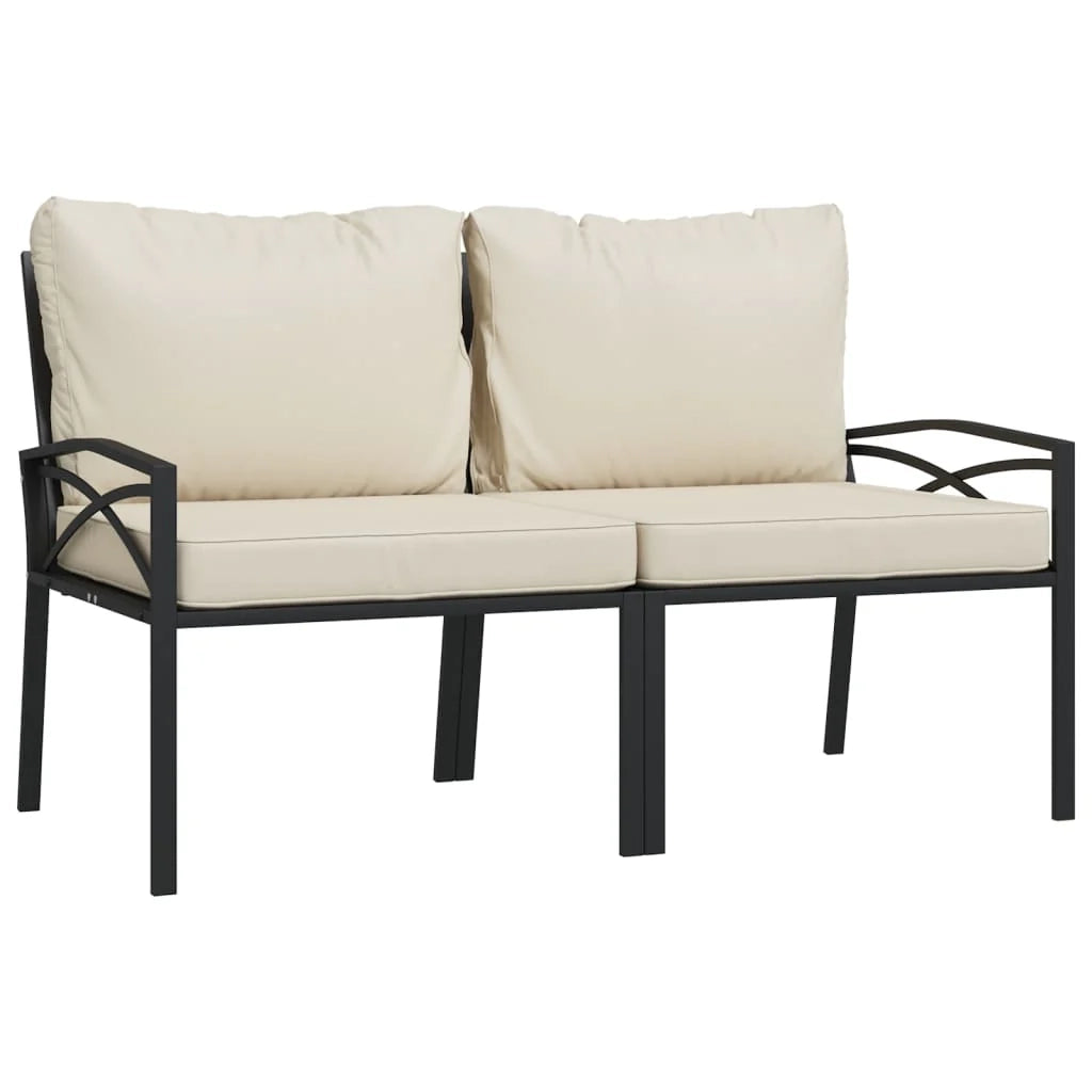 Set di mobili da giardino mobili da esterno 7 pezzi con cuscini colore sabbia acciaio 02_0017333