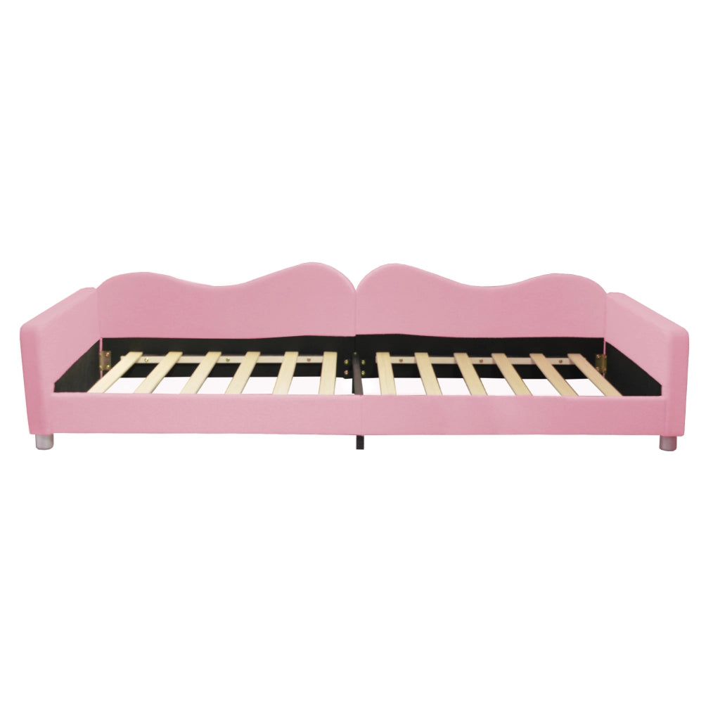 Letto per bambini 90x200 cm utilizzabile come divano letto con doghe, rosa