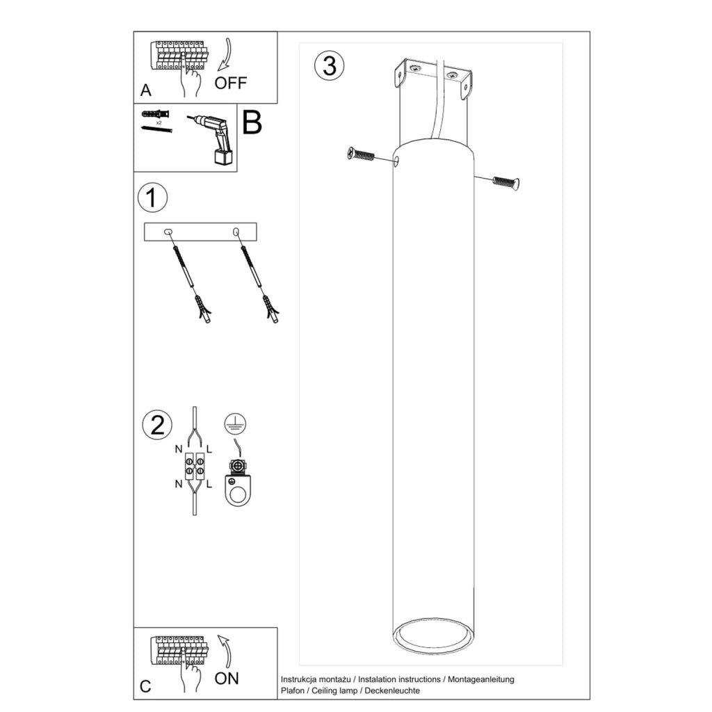 Pure Lume MODENO spot cilindrico bianco 40cm GU10 IP20