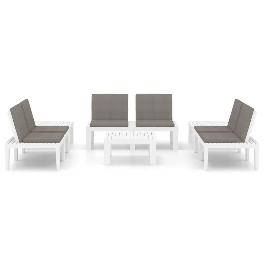Set di mobili da giardino mobili da esterno 6 pezzi con cuscini in plastica bianca 02_0016847