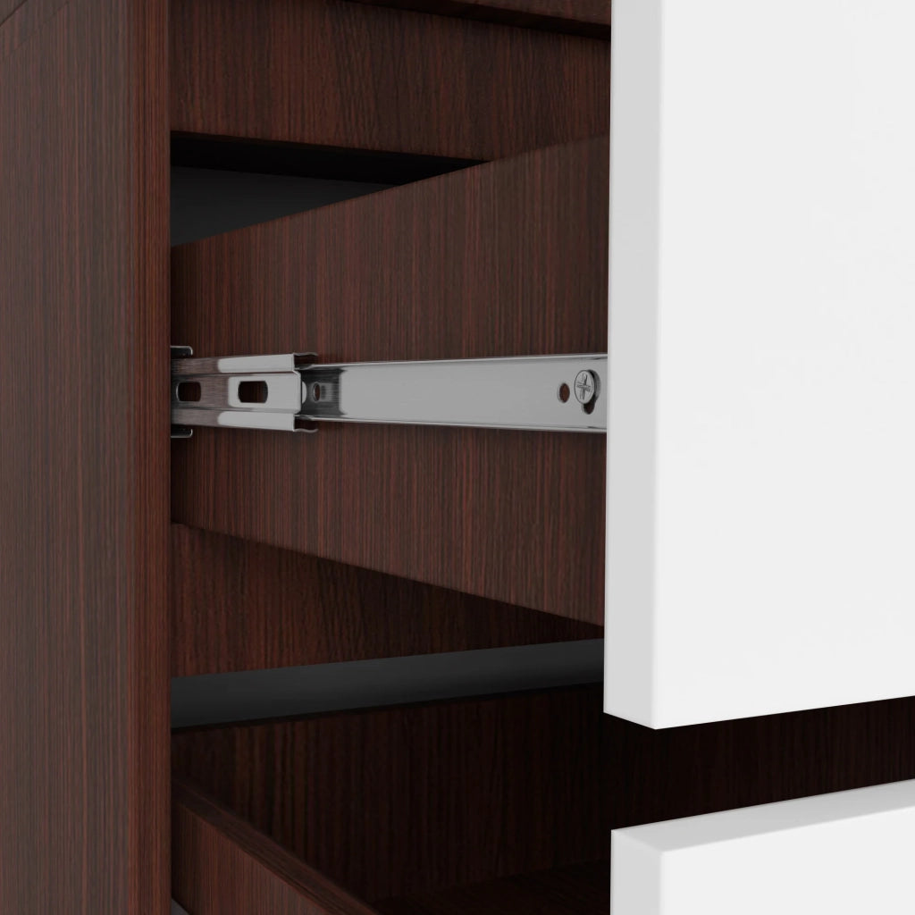 Armadio AKORD S90 Wengé 90 cm 2 ante 2 cassetti inserto frontale Bianco 90x51x180 cm