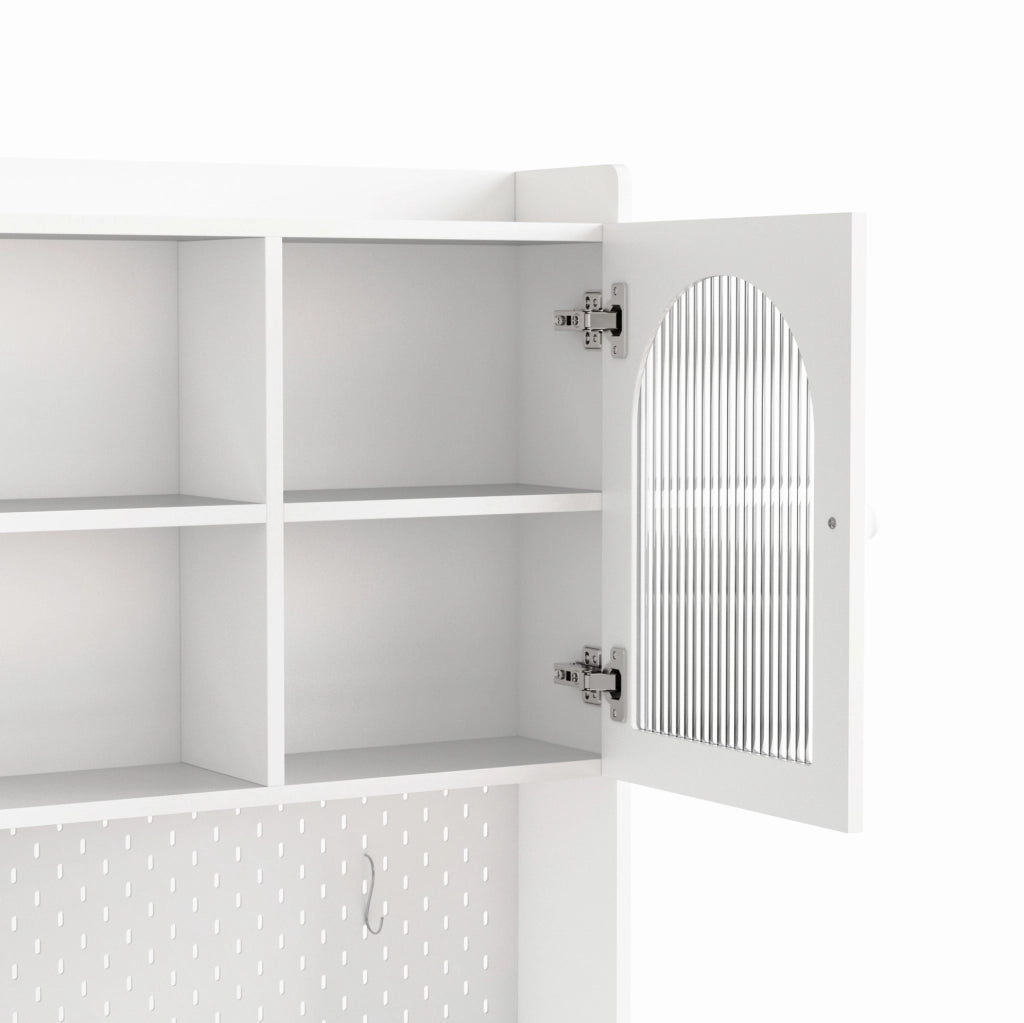 Scrivania 100x55x180 cm bianca in MDF con 3 cassetti e libreria