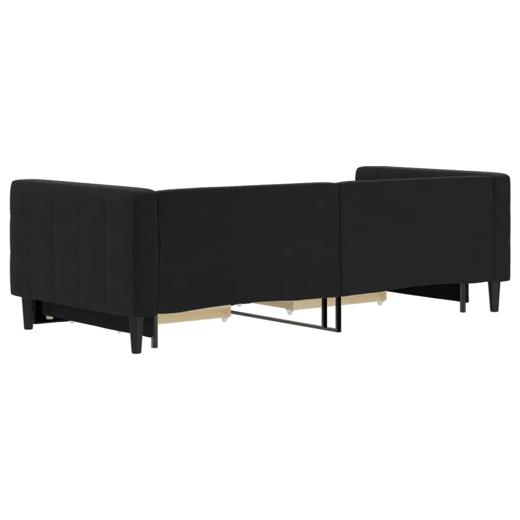 Divano Letto Estraibile con Cassetti-Sofa Letto-Daybed Nero 90x200 cm in Velluto 559131