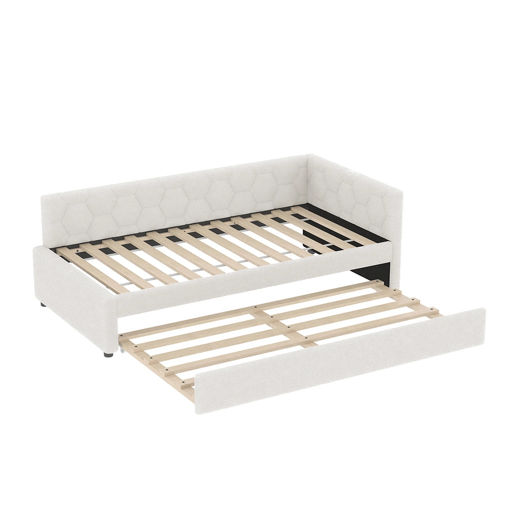 Letto giorno 90x200cm - Xylo - bianco, lampada, USB-C, estraibile