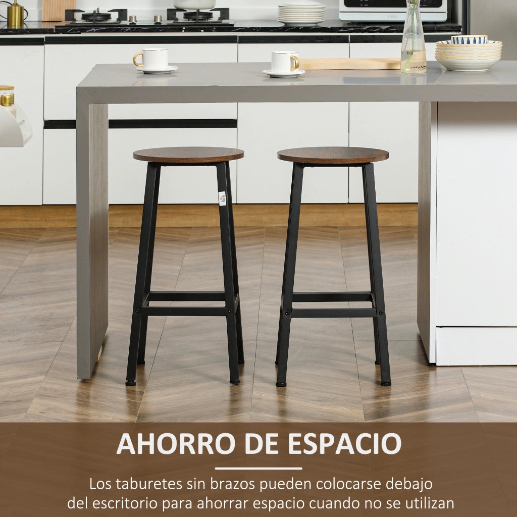 Sgabelli da Cucina ¨C Zephmum ¨C 2 Pezzi, Melamina, Acciaio, Marrone, 65 cm